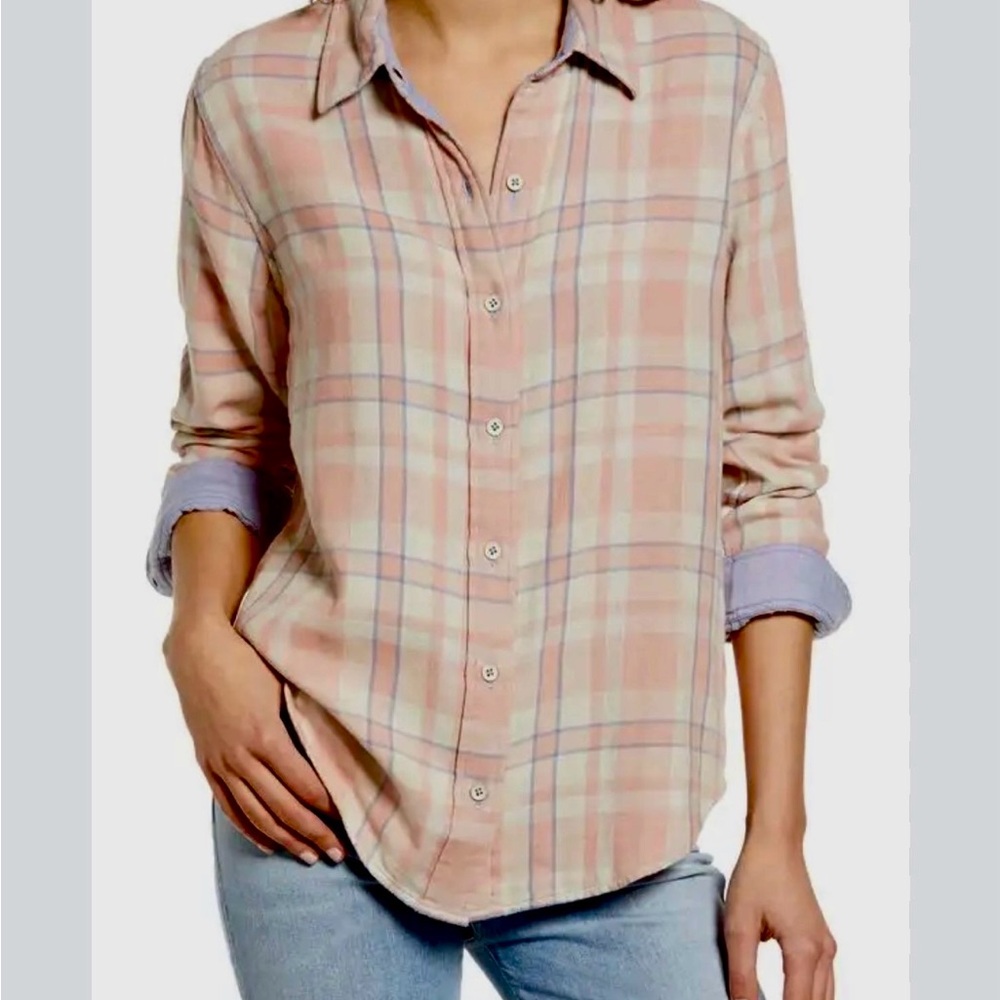 Faherty Plaid Button-Down Shirt in Pink and Cream